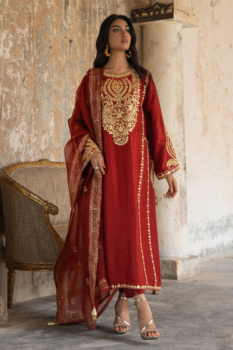 Afsanvi Festive Edit'24 - Rust Gotta With Pant And Dupatta