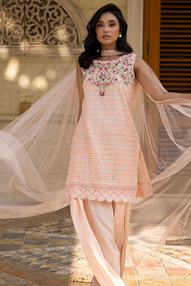 Sunlit Floral Eid Edit'25 - Peach Bloom With Shalwar