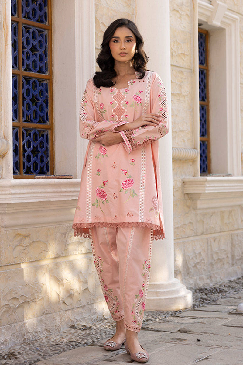 Sunlit Floral Eid Edit'25 - Pink Rose With Shalwar (RTS) photo 3