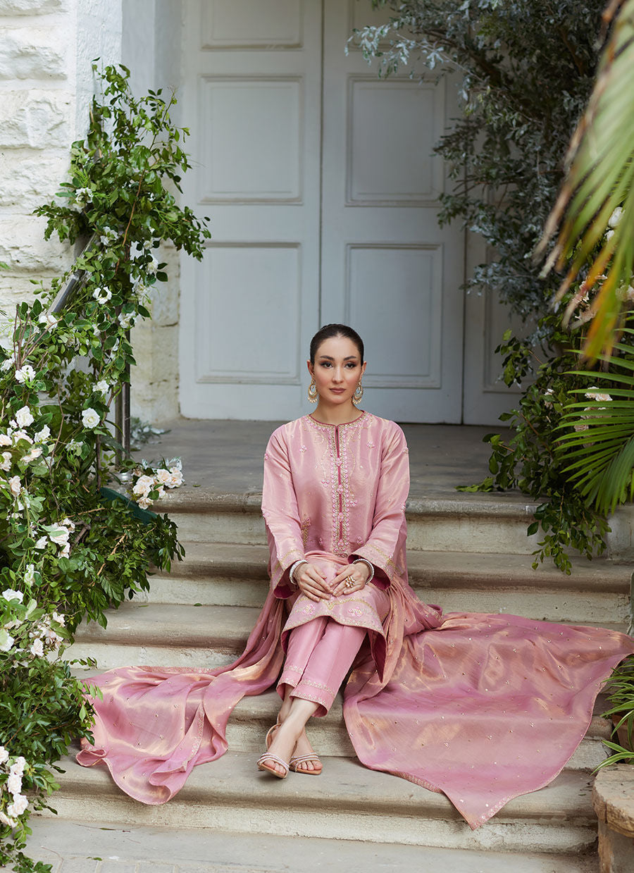 Luxe Pret '24 - Cisel Pink Shirt and Dupatta - Sale