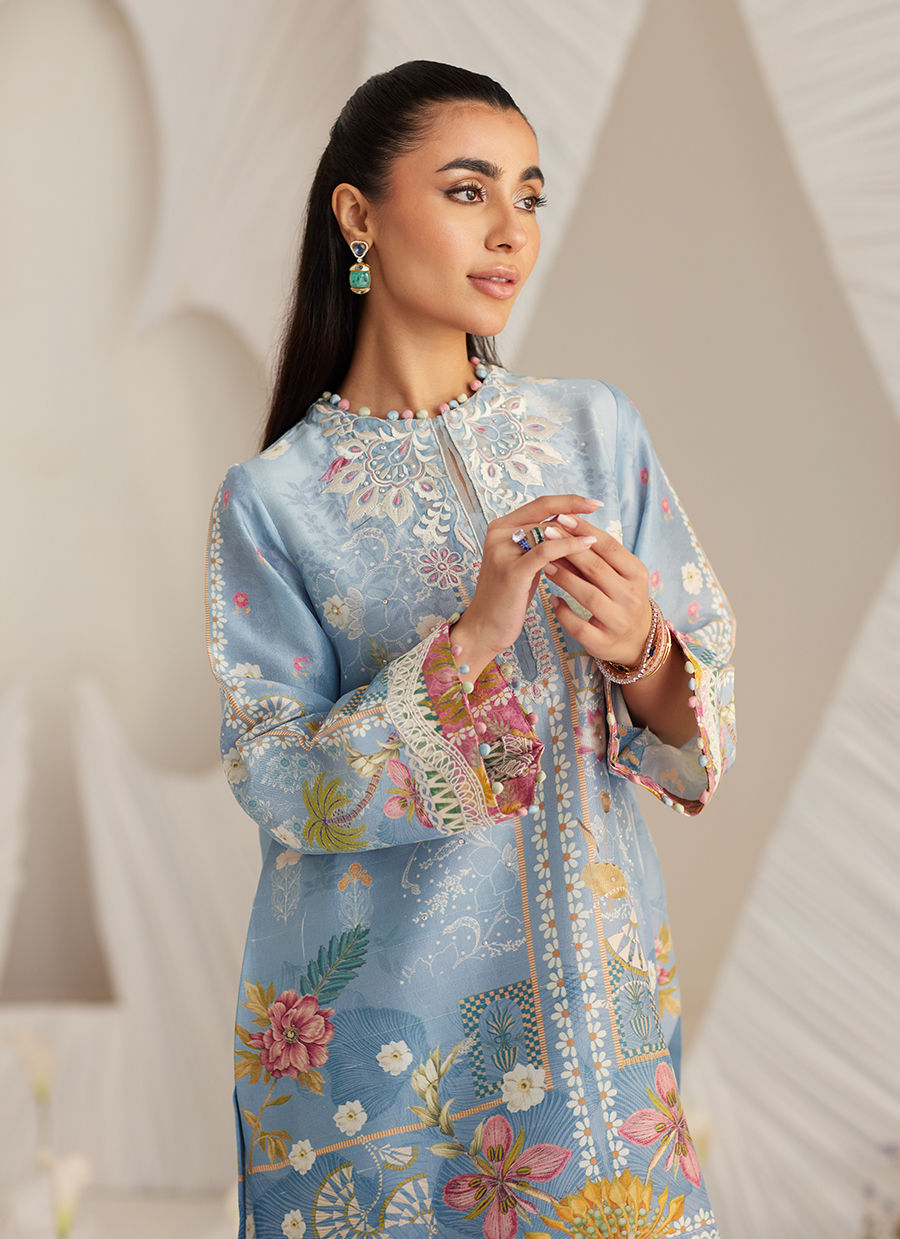 Lea Eid'25-Carla Slate Blue Shirt and Pants