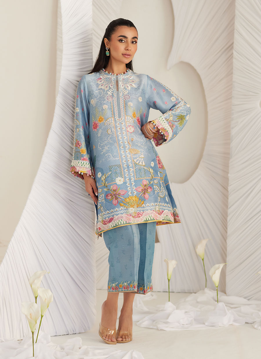 Lea Eid'25-Carla Slate Blue Shirt and Pants