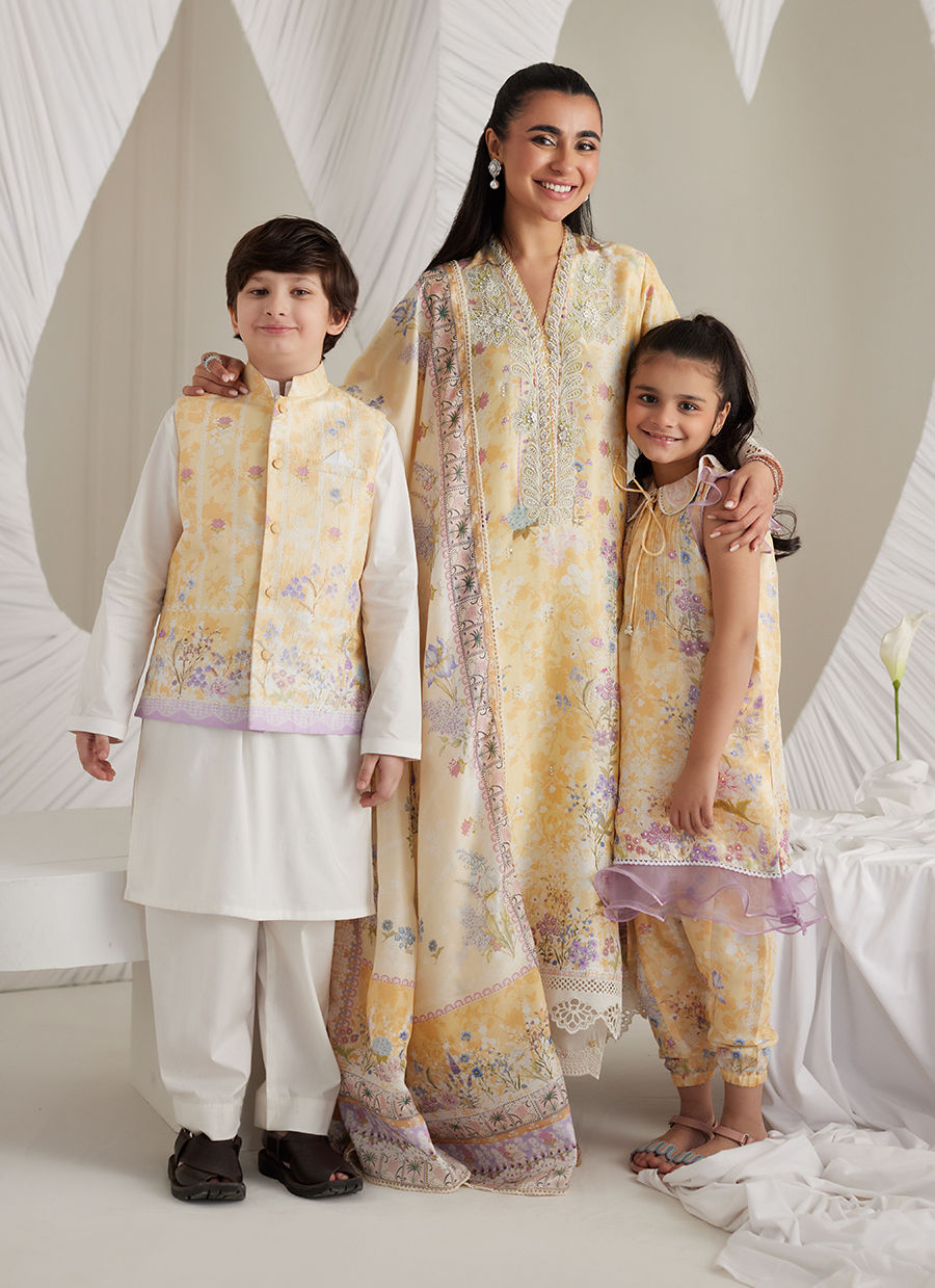 Lea Eid'25-Gemma Lemon Shirt and Dupatta