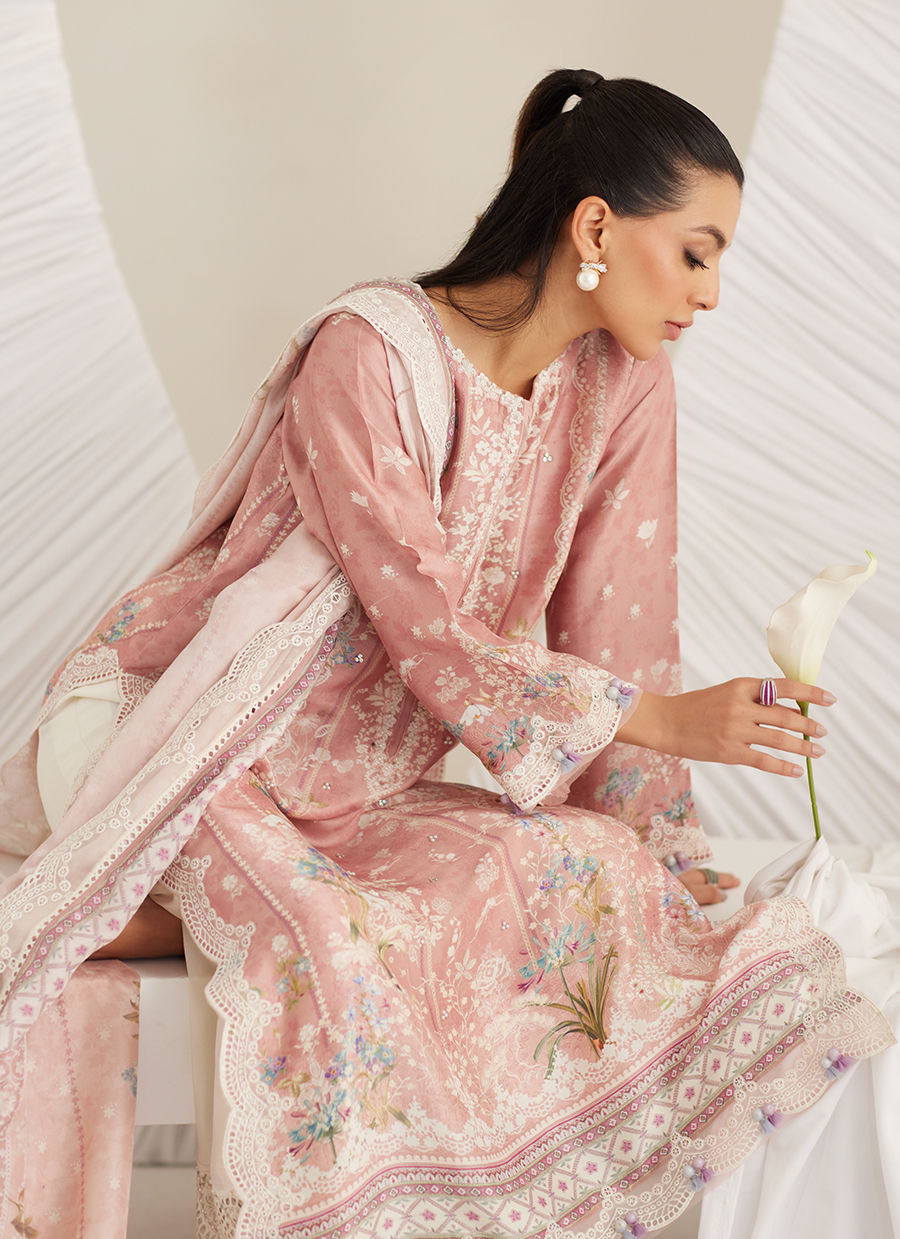 Lea Eid'25- Elara Blush Shirt and Dupatta