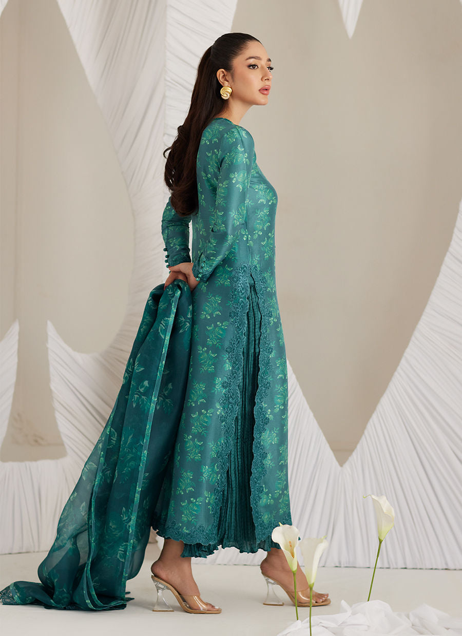 Lea Eid'25-Camilla Emerald Shirt and Dupatta