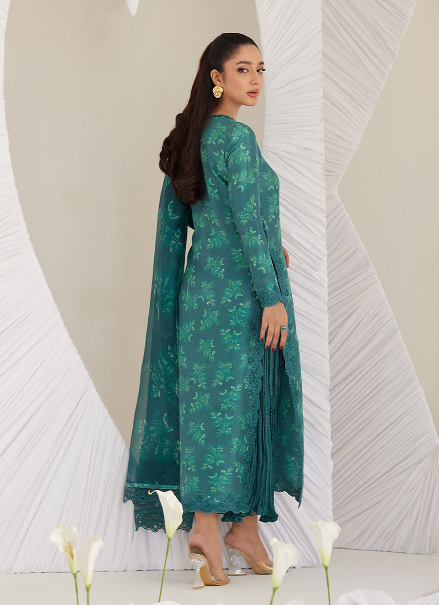 Lea Eid'25-Camilla Emerald Shirt and Dupatta