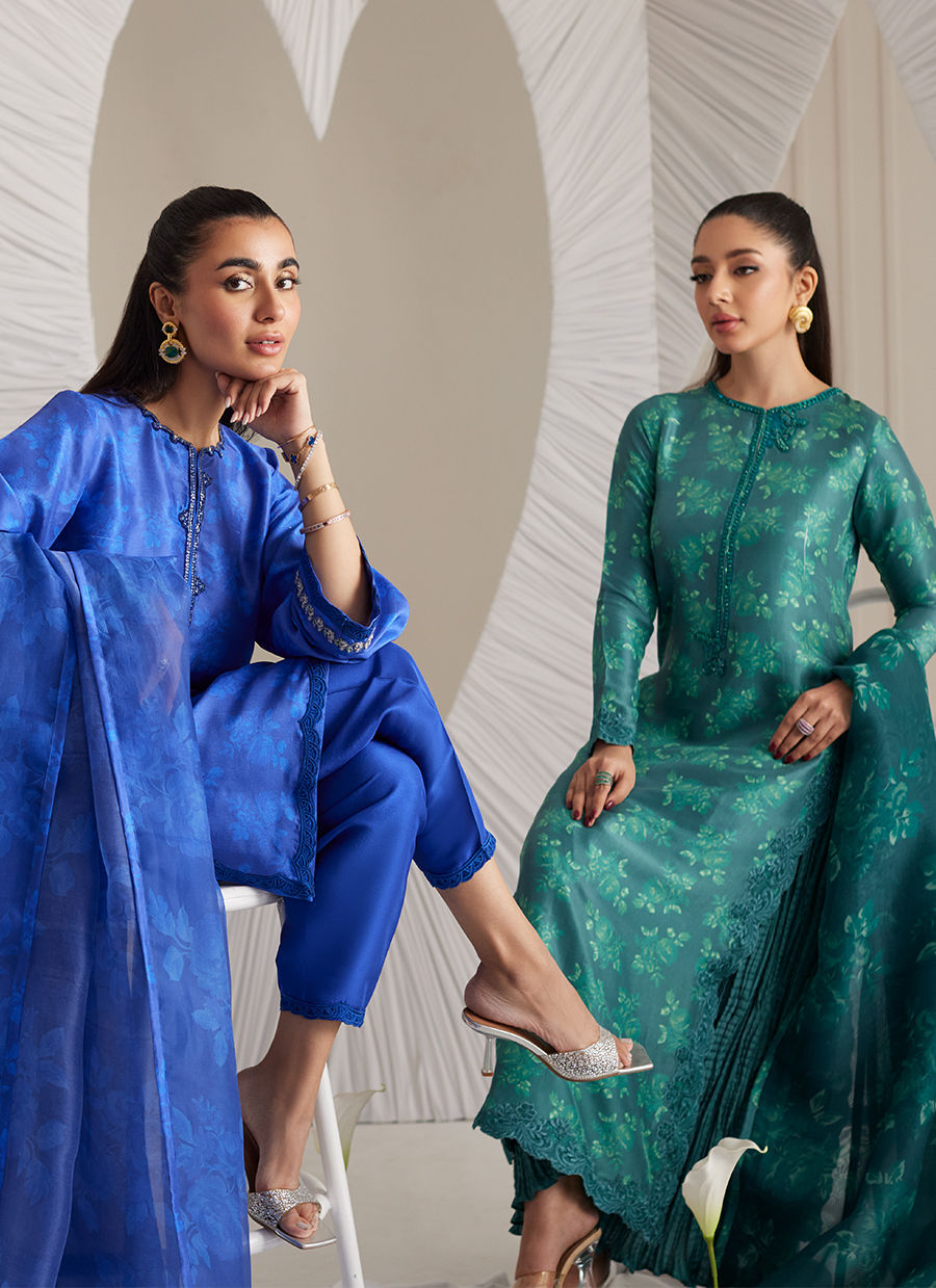 Lea Eid'25-Camilla Emerald Shirt and Dupatta