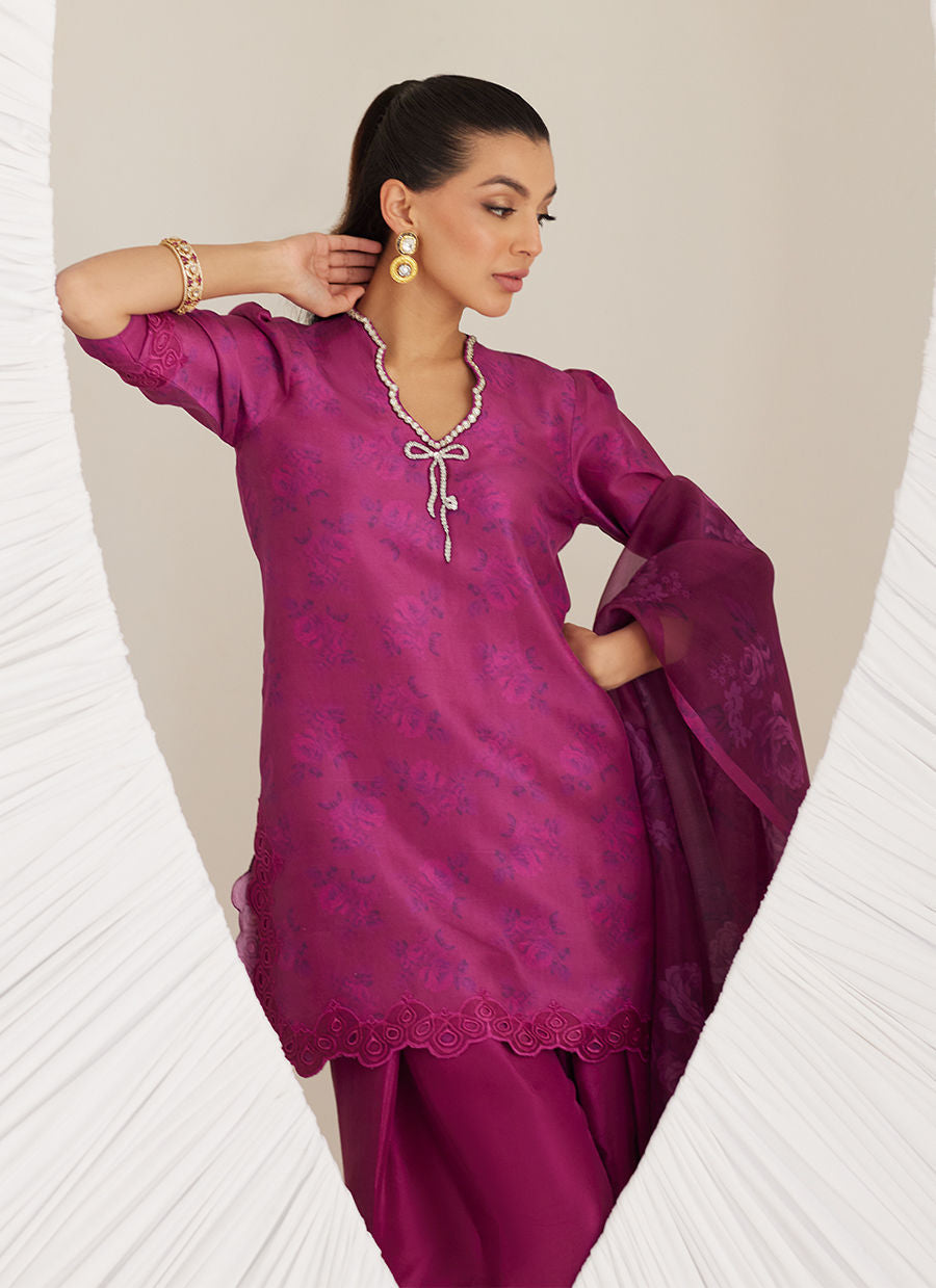 Lea Eid'25- Sev Magenta Shirt and Dupatta