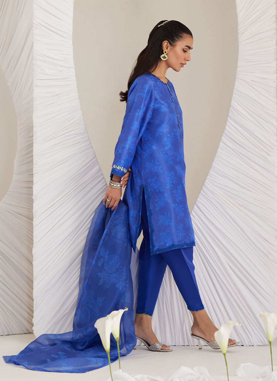 Lea Eid'25- Electra Cobalt Shirt and Dupatta (RTS)