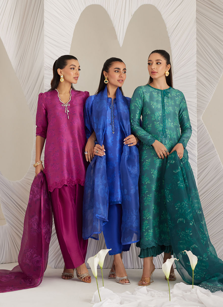 Lea Eid'25- Electra Cobalt Shirt and Dupatta (RTS)