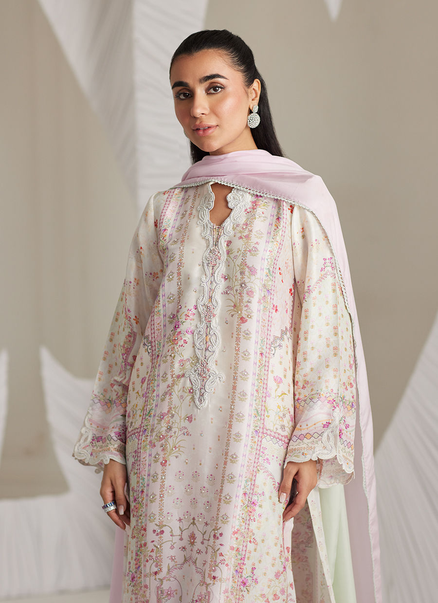 Lea Eid'25-Brea Ivory Shirt and Dupatta