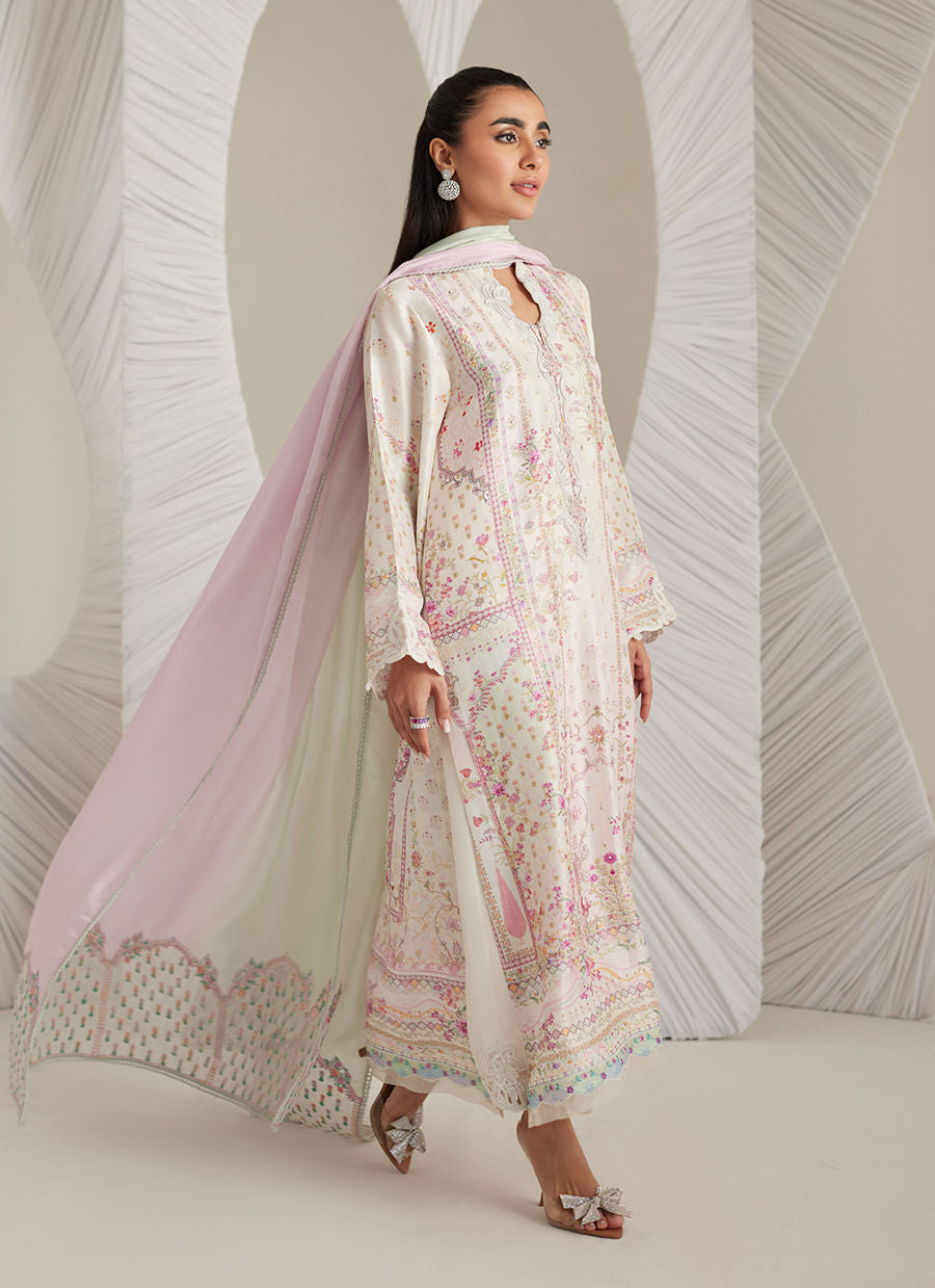 Lea Eid'25-Brea Ivory Shirt and Dupatta