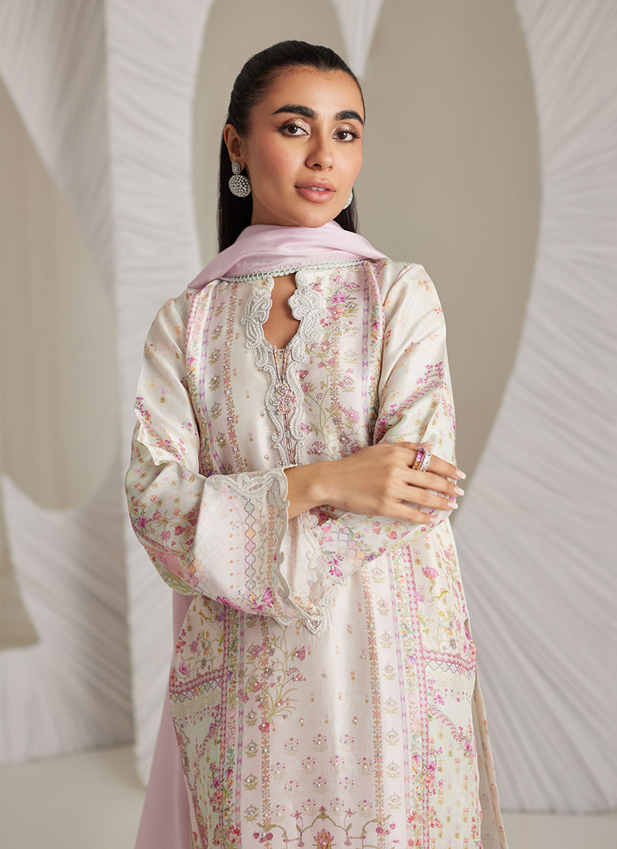 Lea Eid'25-Brea Ivory Shirt and Dupatta