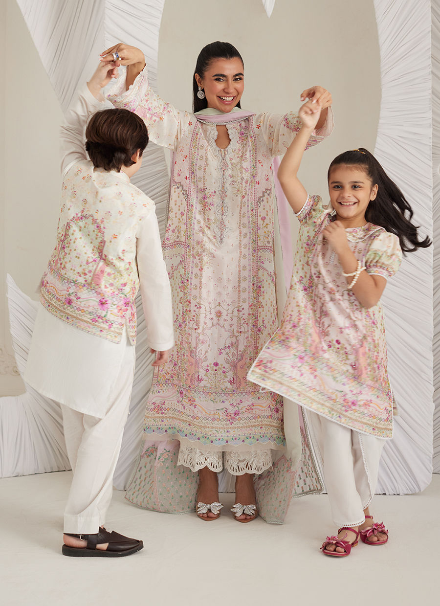 Lea Eid'25-Brea Ivory Shirt and Dupatta