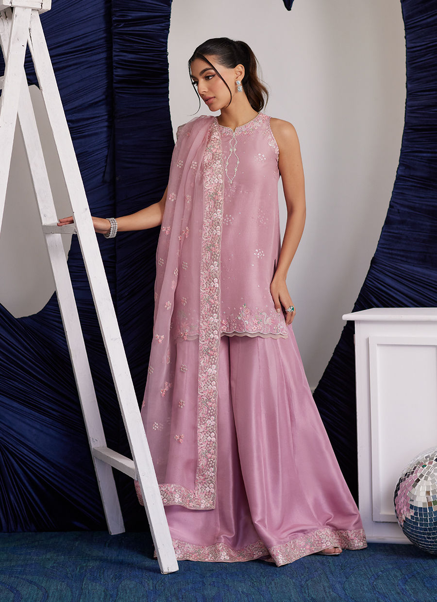 Luna Eid Edit'25 - Demi Tea Rose Shirt And Dupatta