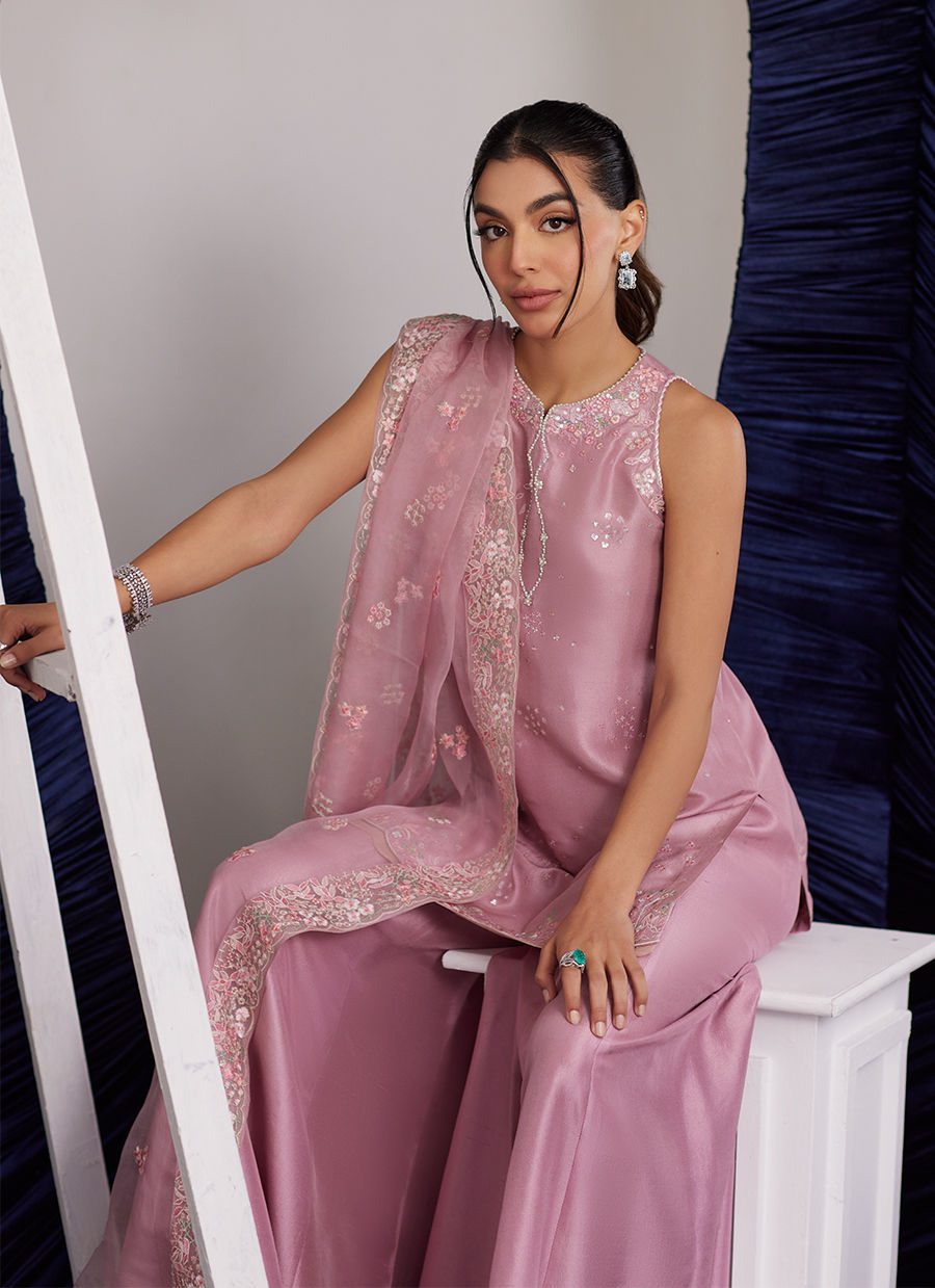 Luna Eid Edit'25 - Demi Tea Rose Shirt And Dupatta