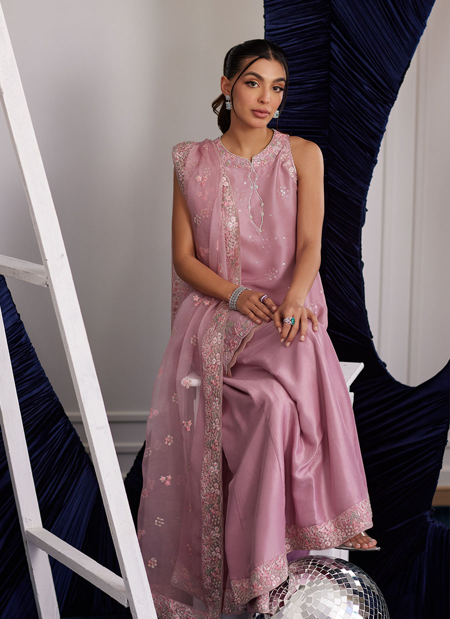 Luna Eid Edit'25 - Demi Tea Rose Shirt And Dupatta