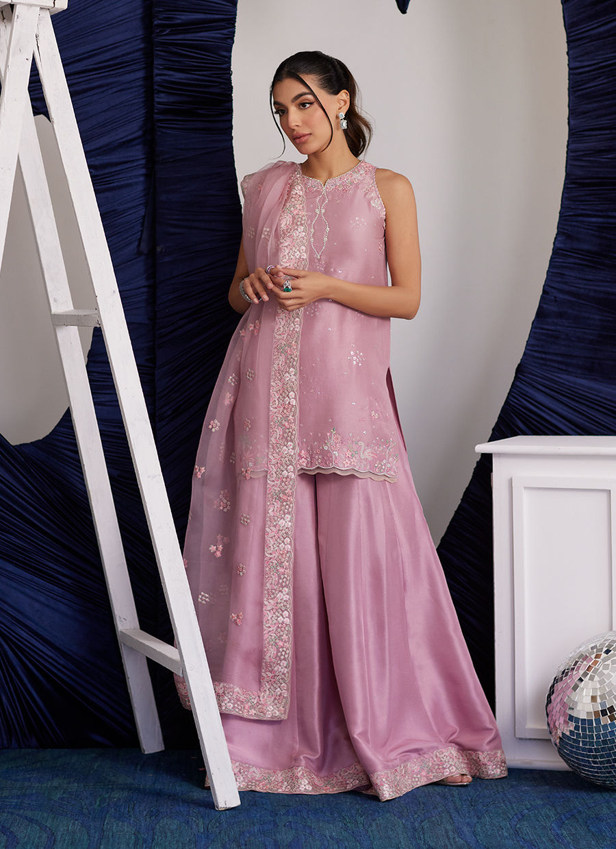 Luna Eid Edit'25 - Demi Tea Rose Shirt And Dupatta