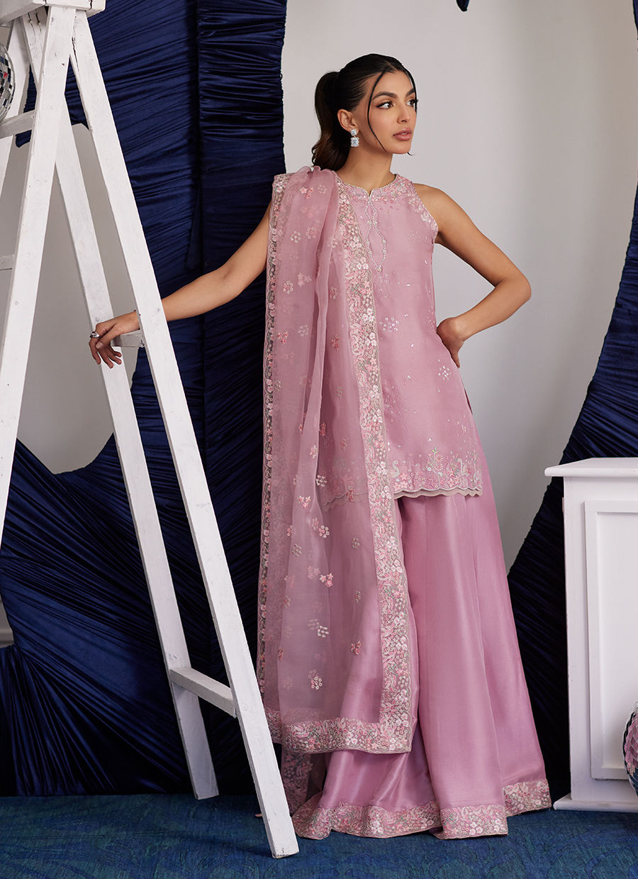 Luna Eid Edit'25 - Demi Tea Rose Shirt And Dupatta