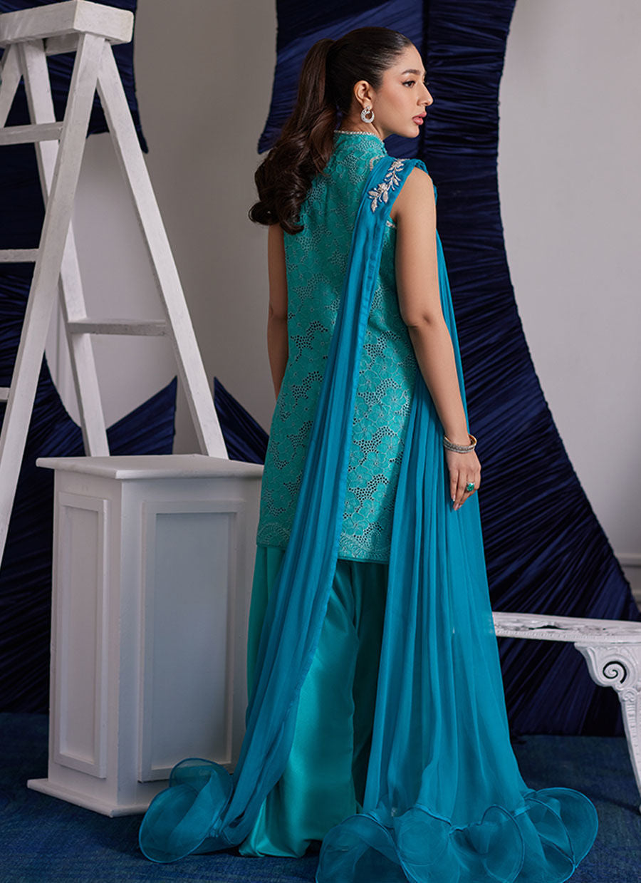 Luna Eid Edit'25 - Binx Aqua Shirt And Dupatta