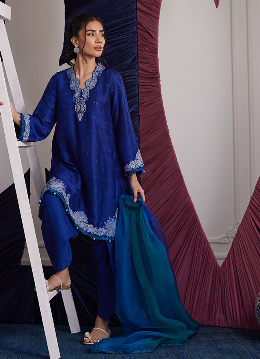 Luna Eid Edit'25 - Aliza Azure Shirt And Dupatta
