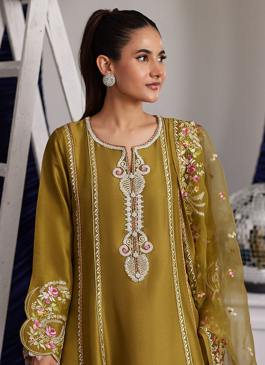 Luna Eid Edit'25 - Rue Olive Shirt And Dupatta