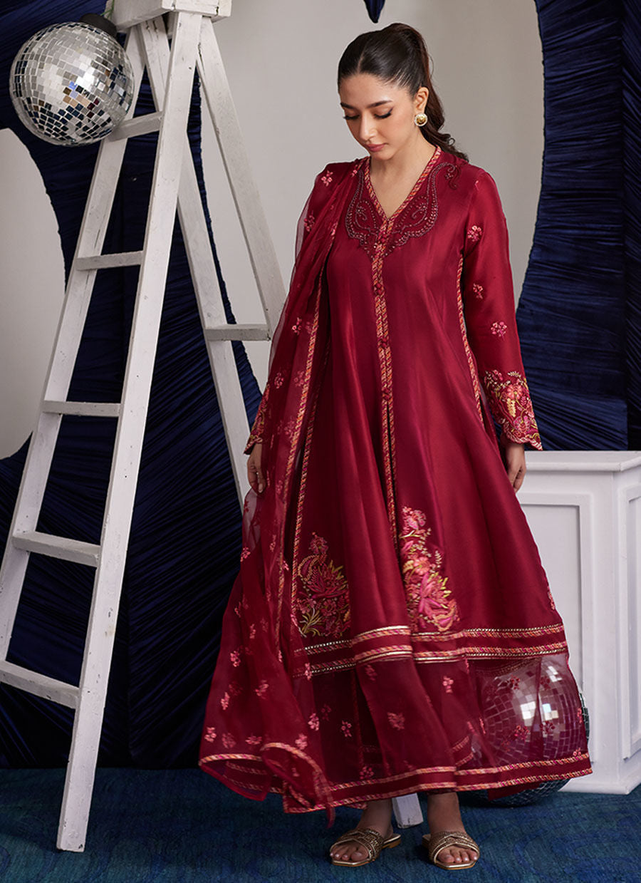 Luna Eid Edit'25 - Miko Crimson Kalidaar And Dupatta