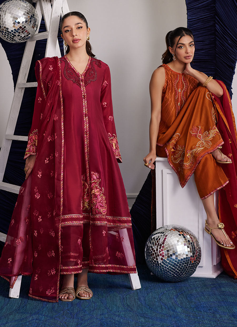 Luna Eid Edit'25 - Miko Crimson Kalidaar And Dupatta