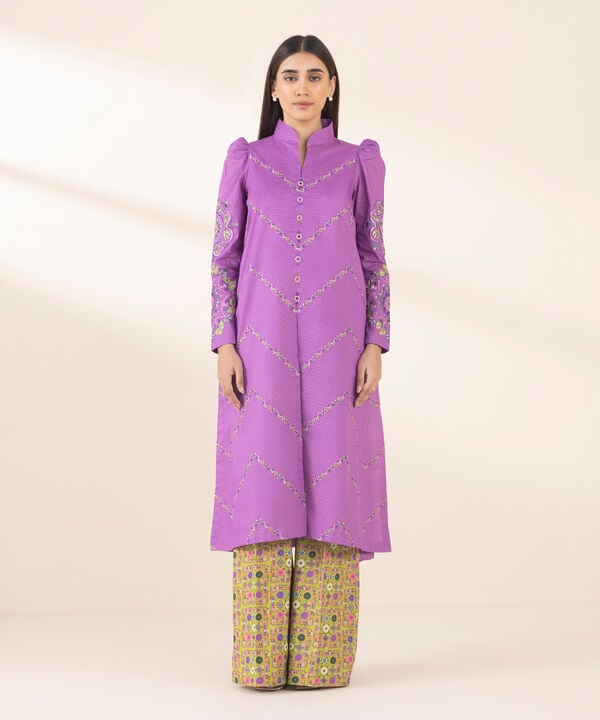 Unstitched Lawn '25 - 2 Piece - Embroidered Zari Lawn Suit - 0U2TEDY25V14