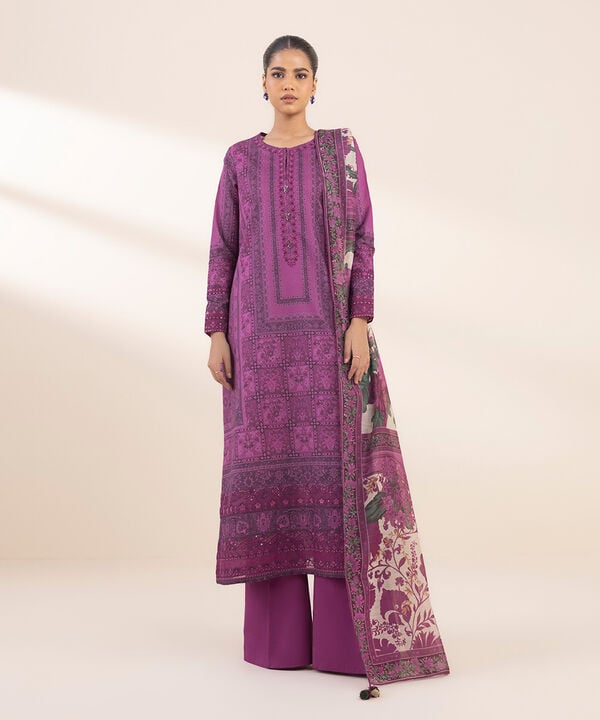 Unstitched Lawn '25 - 3 Piece - Embroidered Lawn Suit - 0U3PESG25V13