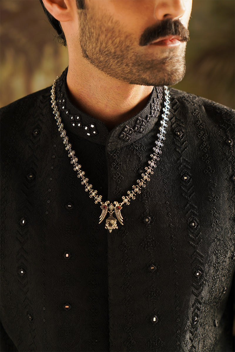 Festive Edit '24 - "Dar" Black Embroidered Sherwani (RTS) photo 4
