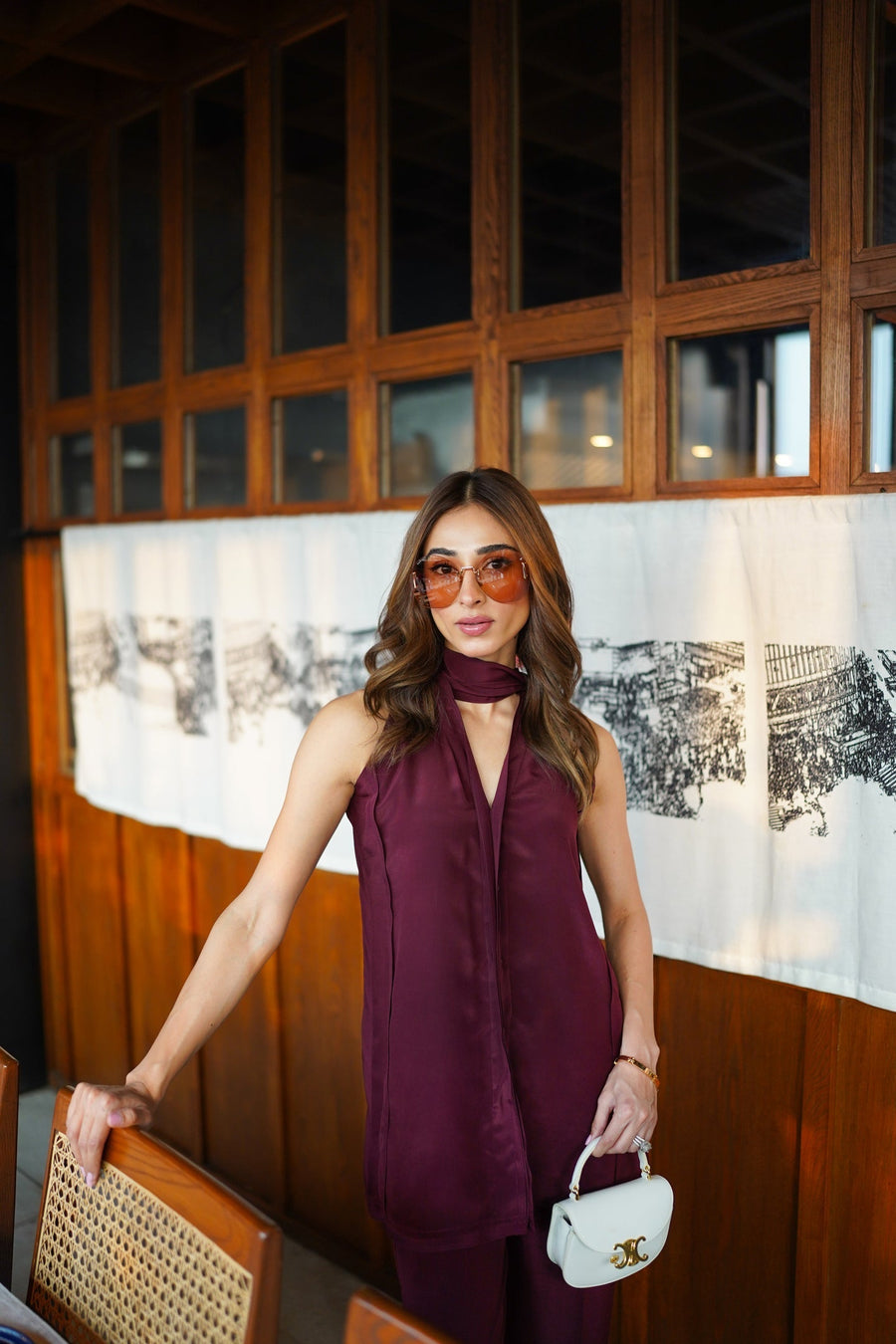 Burgundy Montserrat Set with Slit Pants (RTS) photo 3