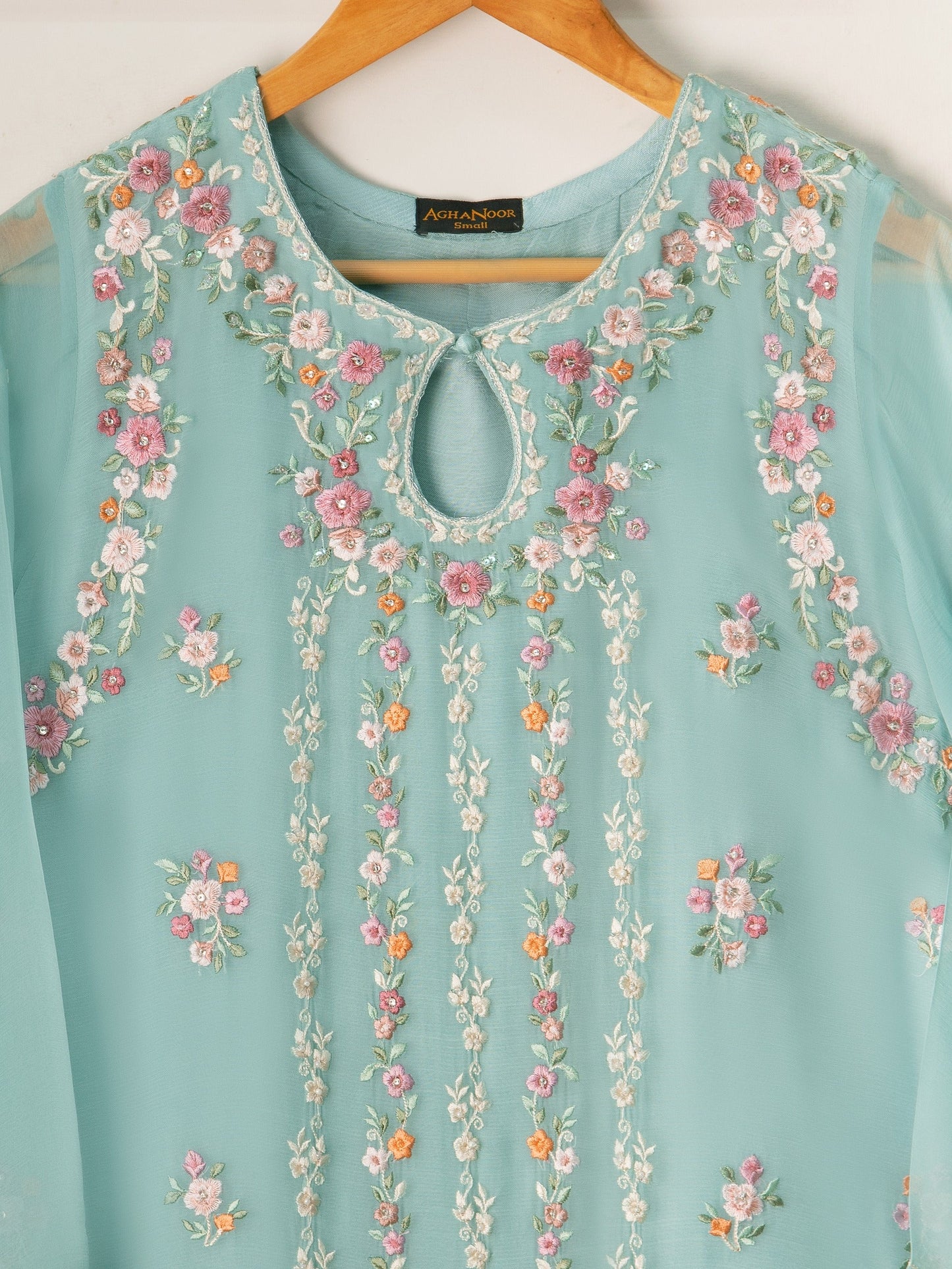 2 Piece - Pure Chiffon Embroidered Suit S110940