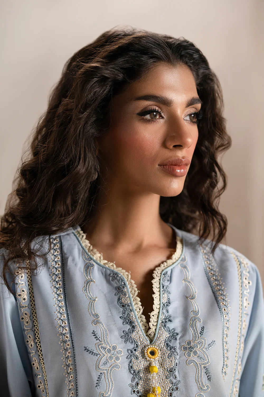 EMBROIDERED SUIT - LIGHT BLUE | E0510/203/617- RTS