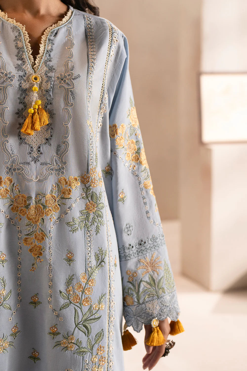 EMBROIDERED SUIT - LIGHT BLUE | E0510/203/617- RTS