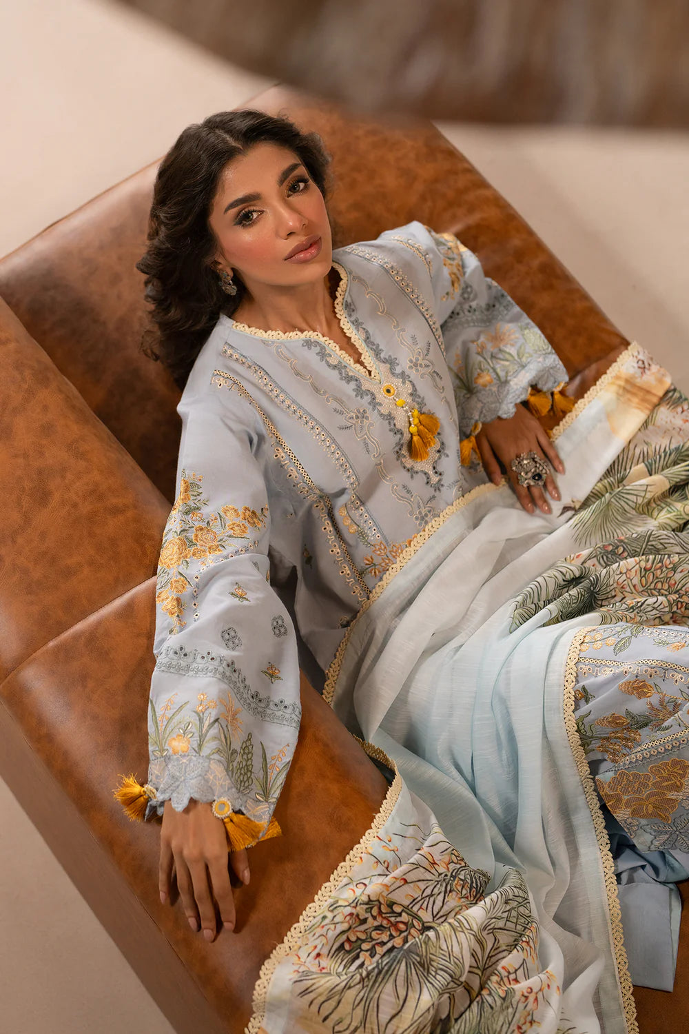 EMBROIDERED SUIT - LIGHT BLUE | E0510/203/617- RTS