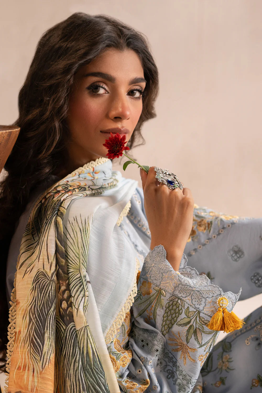EMBROIDERED SUIT - LIGHT BLUE | E0510/203/617- RTS