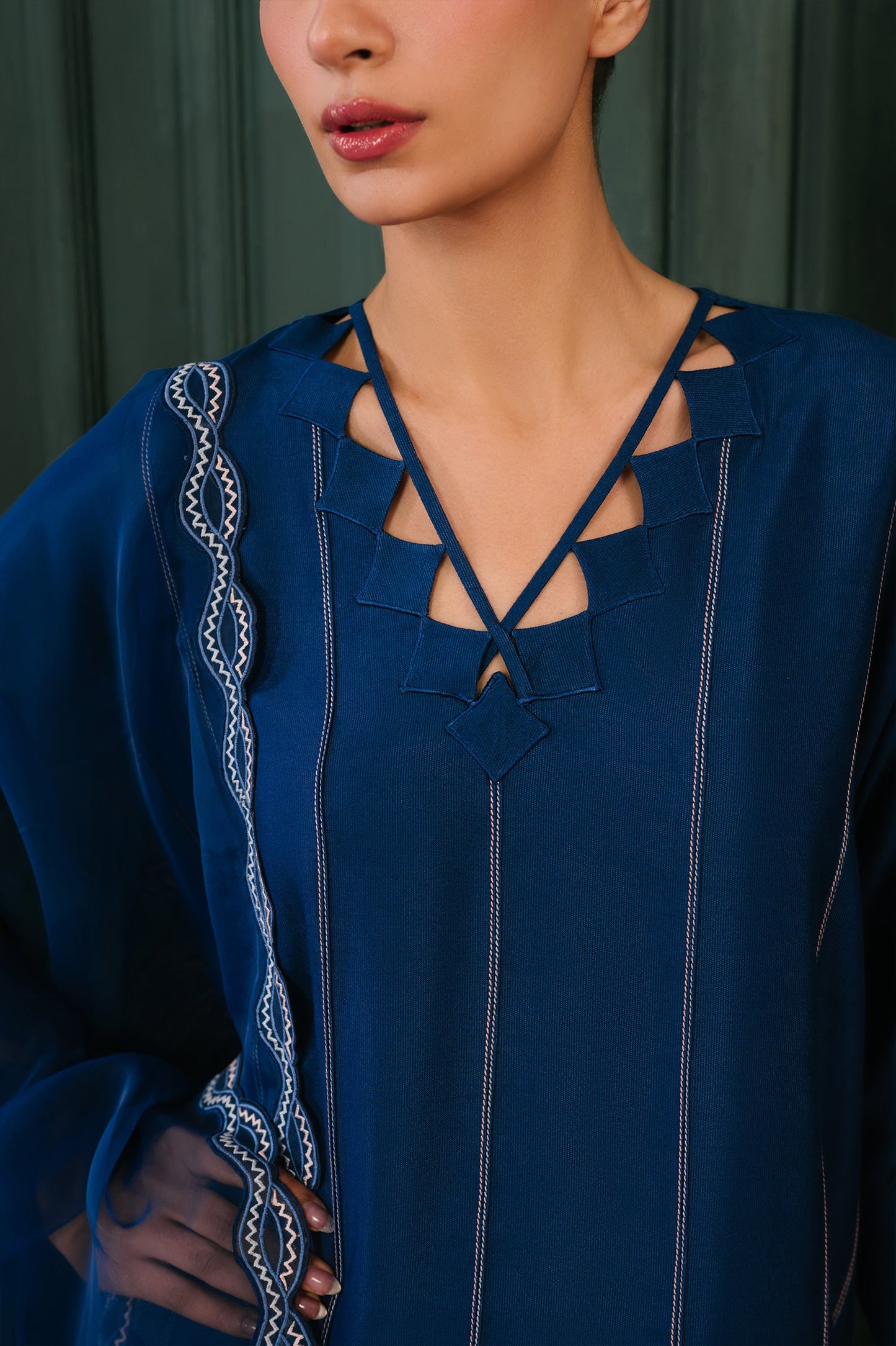 Blue Brocade Matching Set