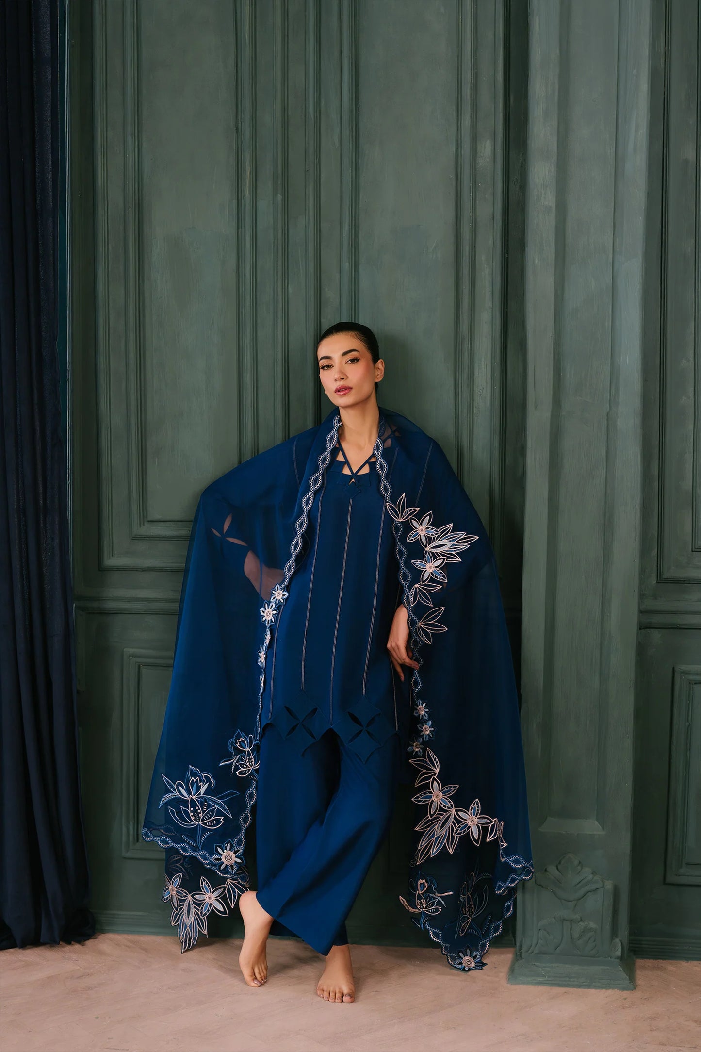 Blue Brocade Matching Set