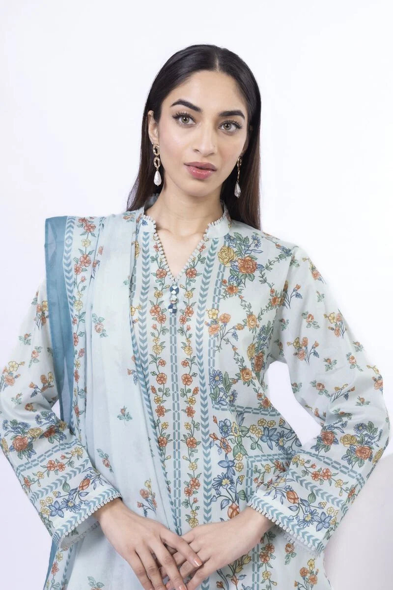 Printed Lawn'26 Fabrics 3 Piece -SS2225B- RTS