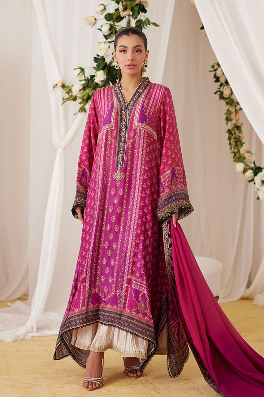 Lea Fall'24 - Sola Printed Raw Silk Shirt And Dupatta