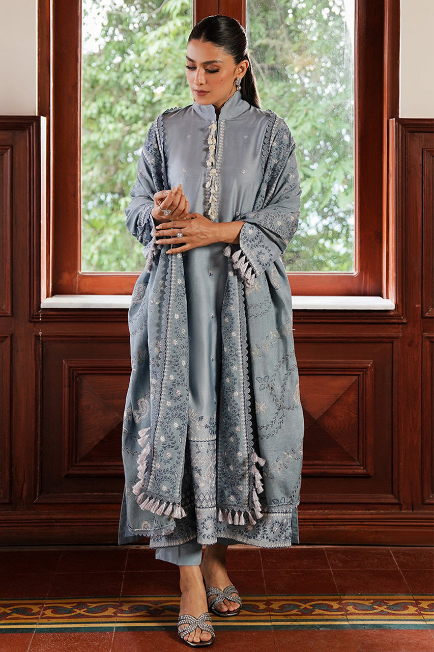 STAIN DE LUXE'24-SERENITY BLUE-3PC SATIN EMBROIDERED SUIT (RTS) photo 5