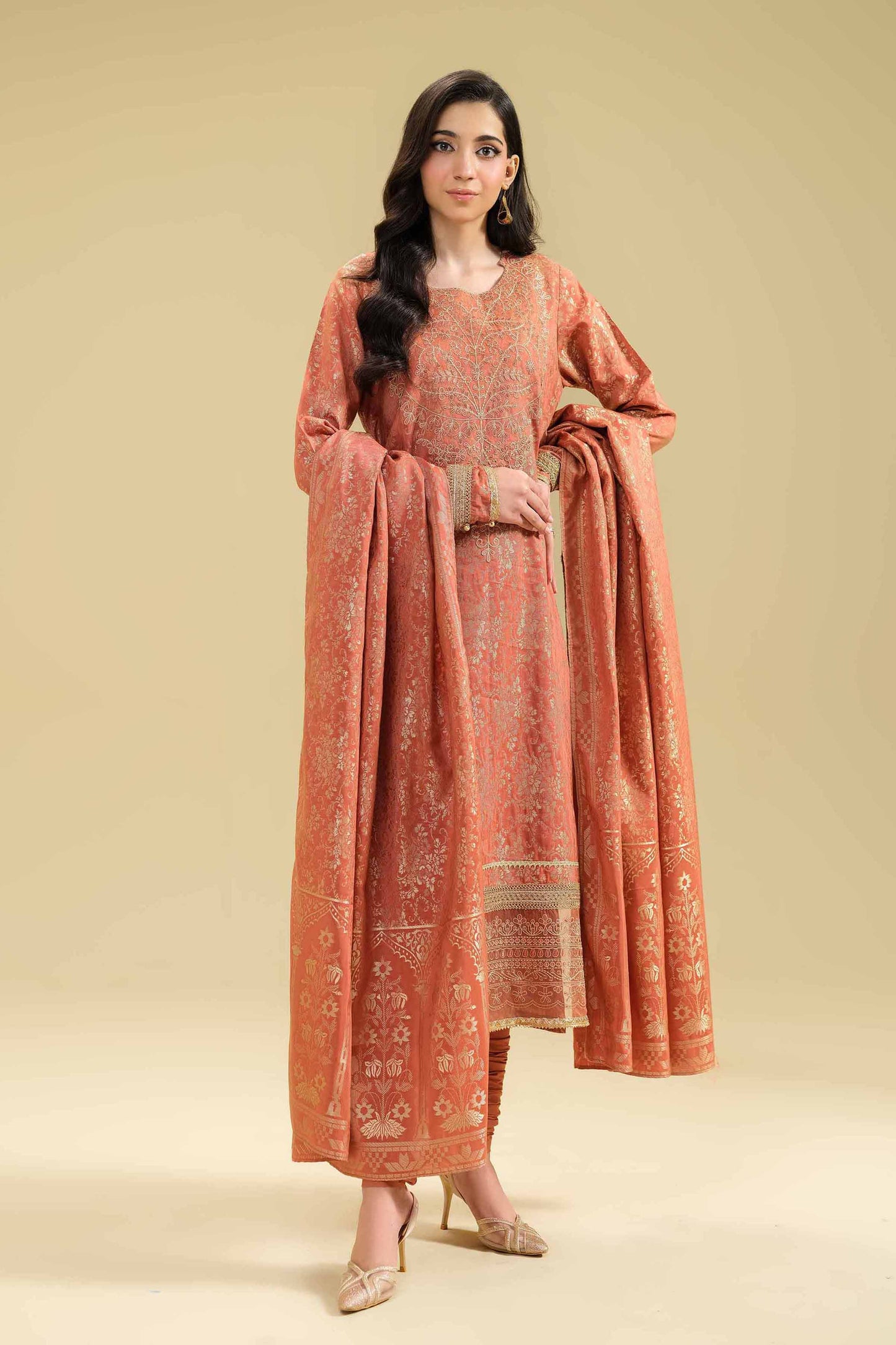 Unstitched Winter'24 - 3 Piece - Jacquard Embroidered Suit - 42404735