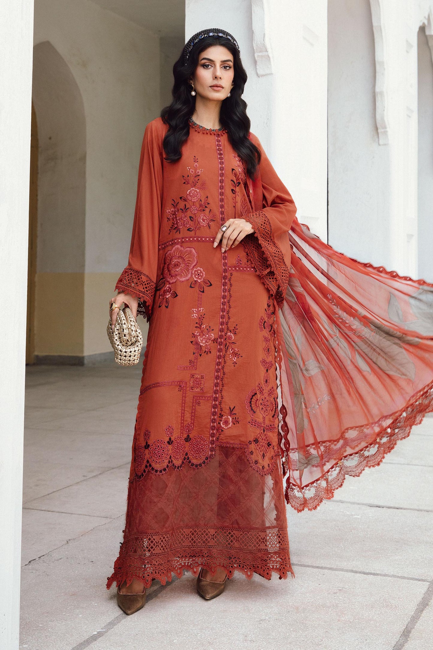 3 Piece Unstitched Embroidered Cambric Suit | MPT-2701-B - RTS