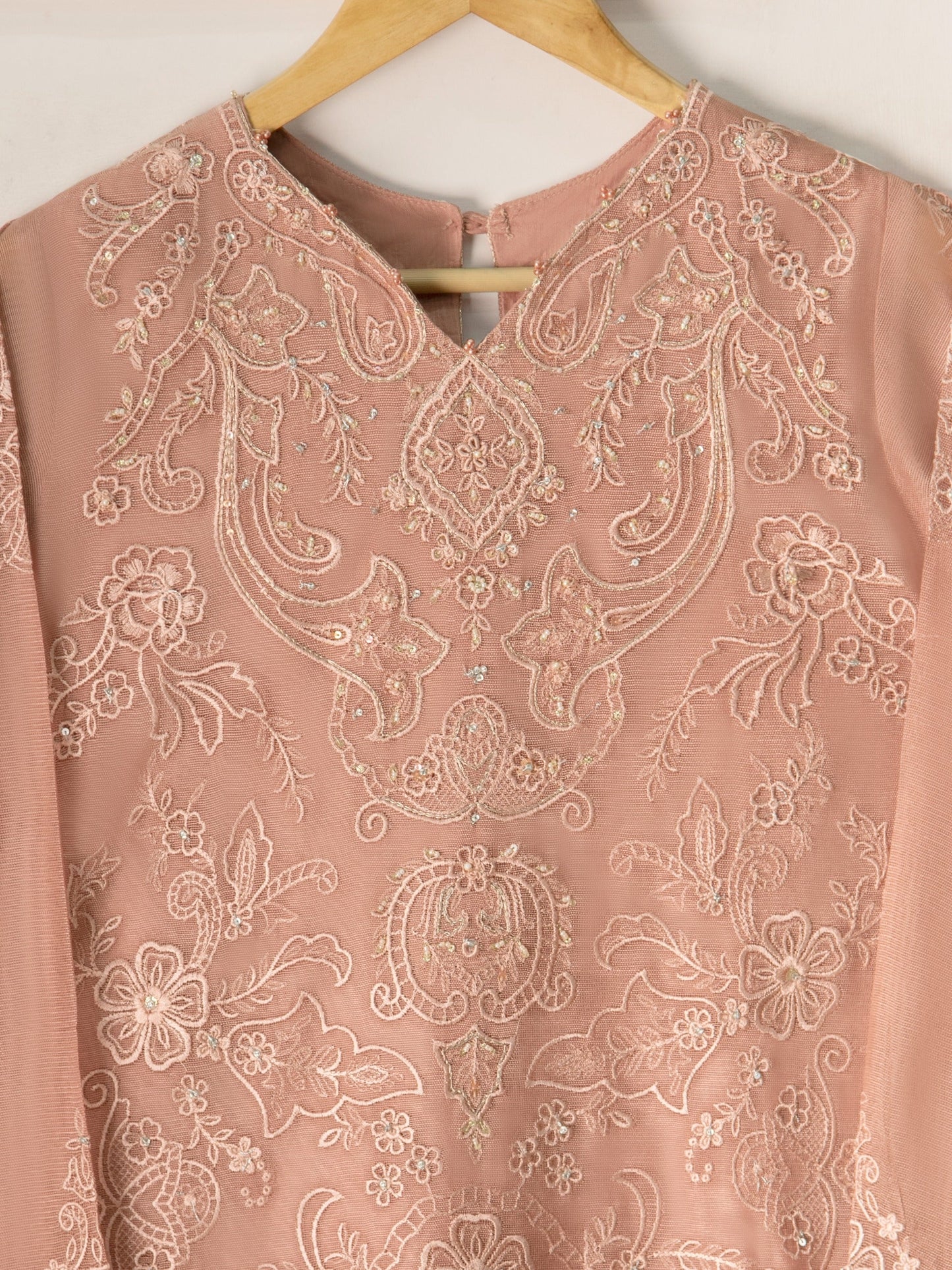 2 Piece- Pure Cotton Net Embroidered Suit S111072