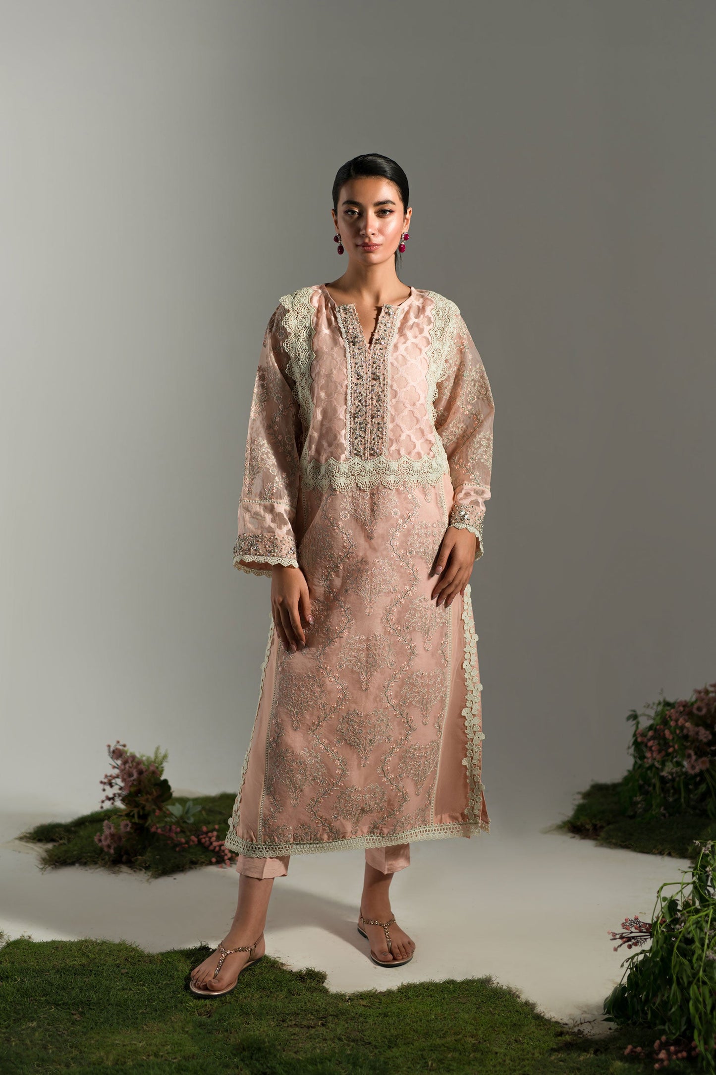 Pastel Peach Long Kurta (D-07)