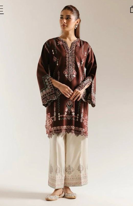 Midnight Maroon Embroidered Kurta Set'26- RTS