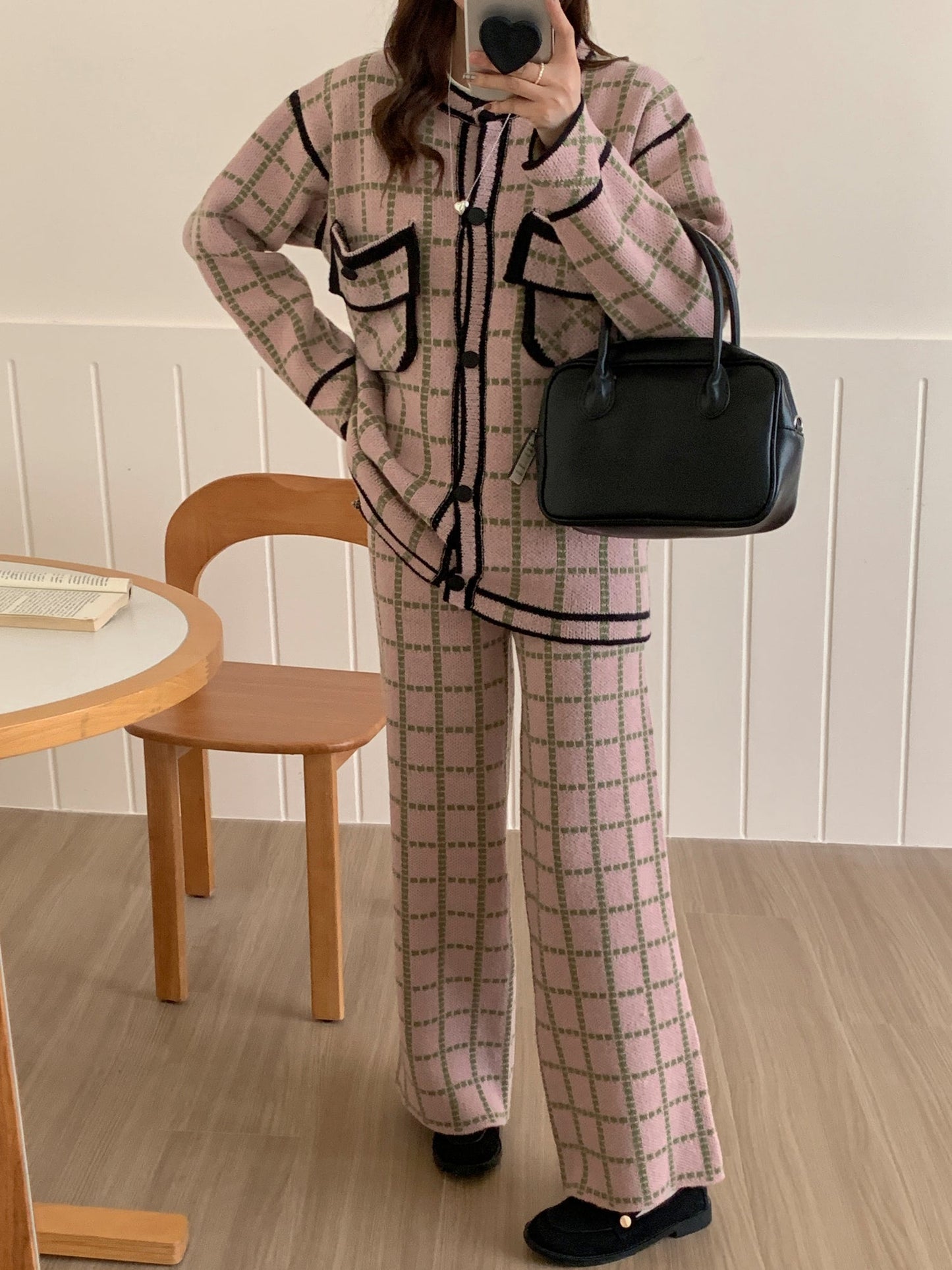 Gigi Pink Checkered Two Piece suit (RTS)