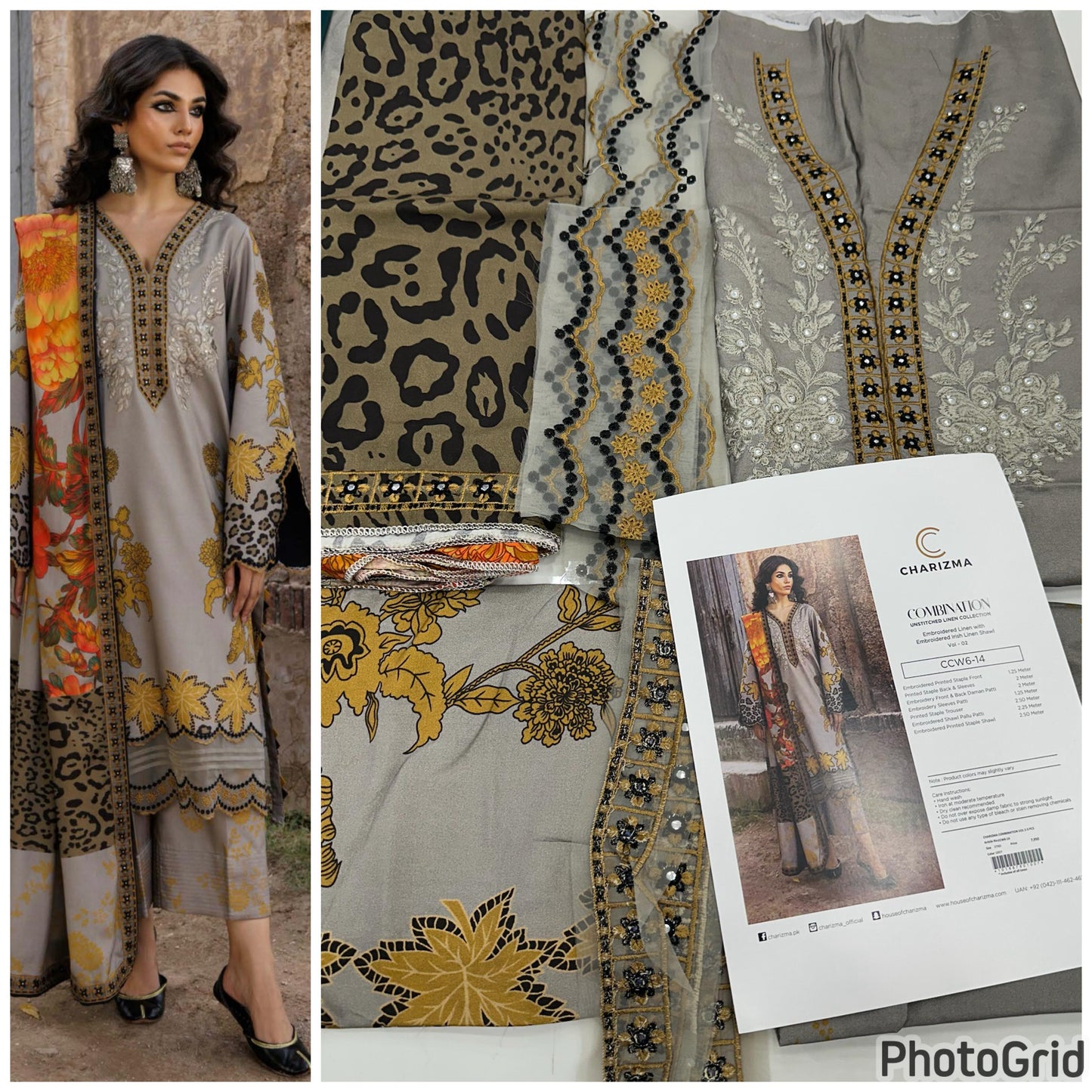 Charizma Teal & Black Embroidered Unstitched CCW6-14- RTS