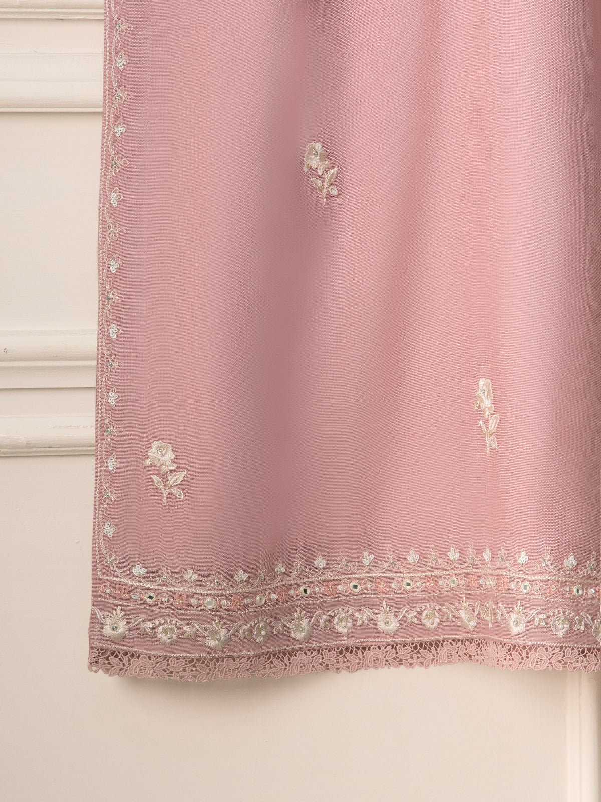2 Piece- Pure Cotton Net Embroidered Suit S110849